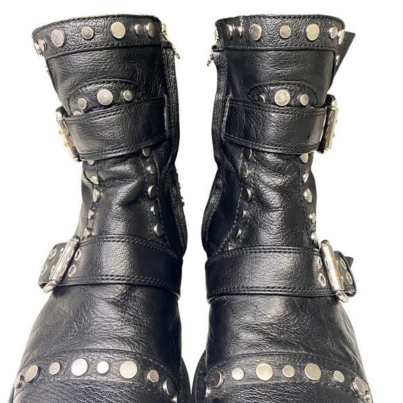Sam Edelman Studded Buckle Leather Boots Punk Gothic Rocker Womens Size 8.5 - Picture 11 of 16